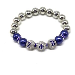 Zeta Phi Beta Silver Bead Bracelet